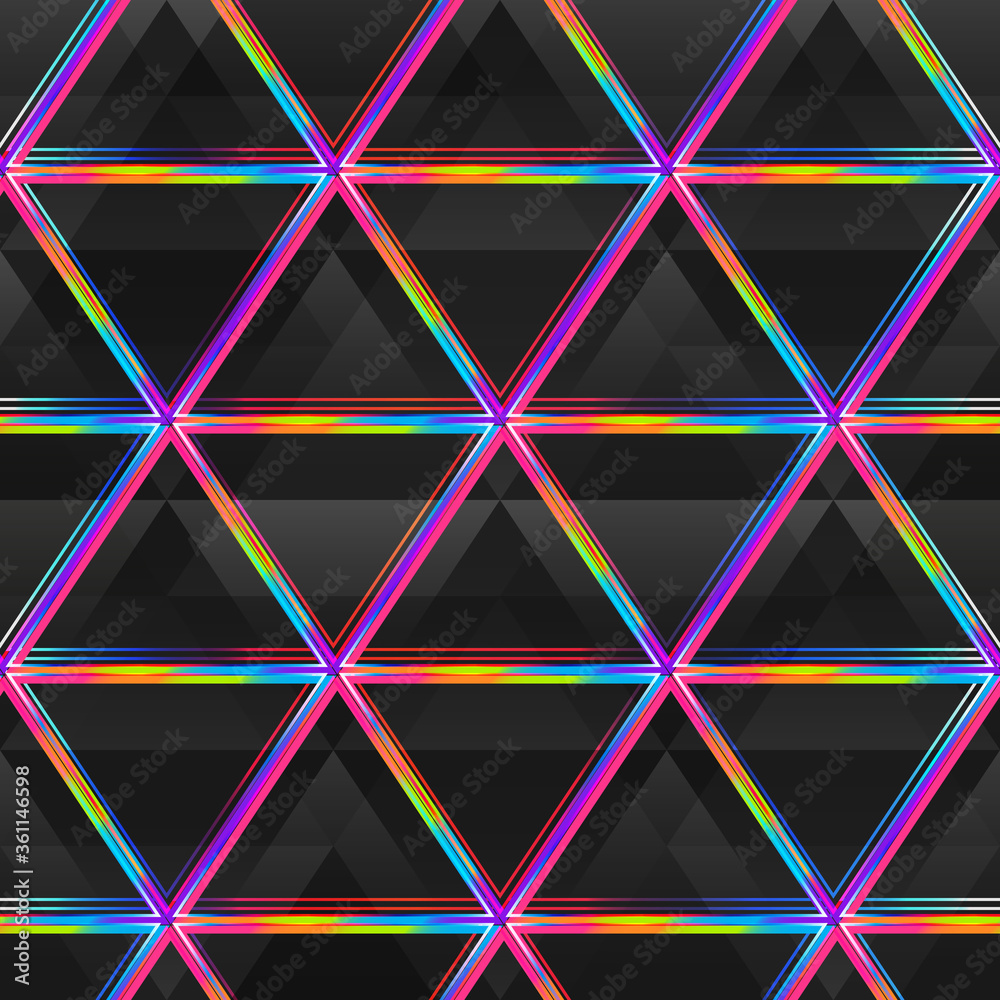 Neon bright triangle seamless pattern.