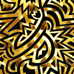 Handdoek met foto Zwart goud patronen Gouden tribal textuur etnisch motief  © gudinny