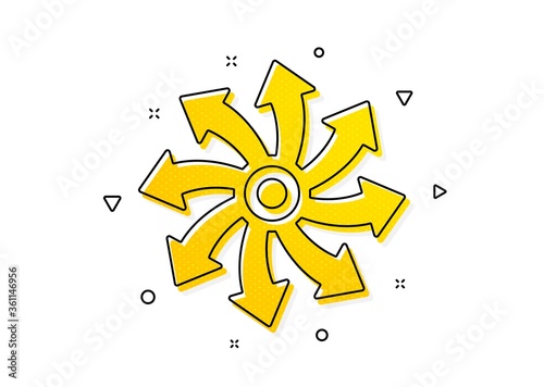 Multifunction sign. Versatile icon. Yellow circles pattern. Classic versatile icon. Geometric elements. Vector