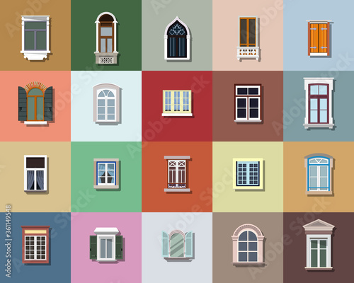 Various Windows, Original Set of Windows for Architectural Illustrations 