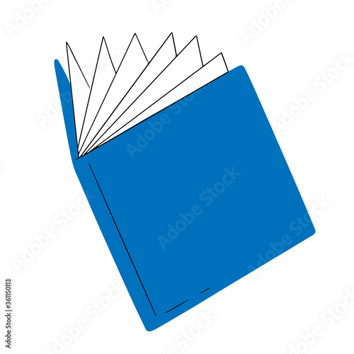 Vector opened blue book illustration.