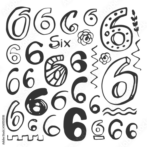 Abstract hand drawn numbers. Isolated vector sign symbol. Design element. Typography poster. Symbol set. Vector collection. Vector text.