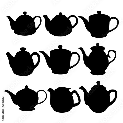 Teapots for making tea in the set. Vector image.