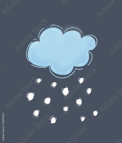 Vector illustration of cool single weather icon. Snowy cloud on dark.