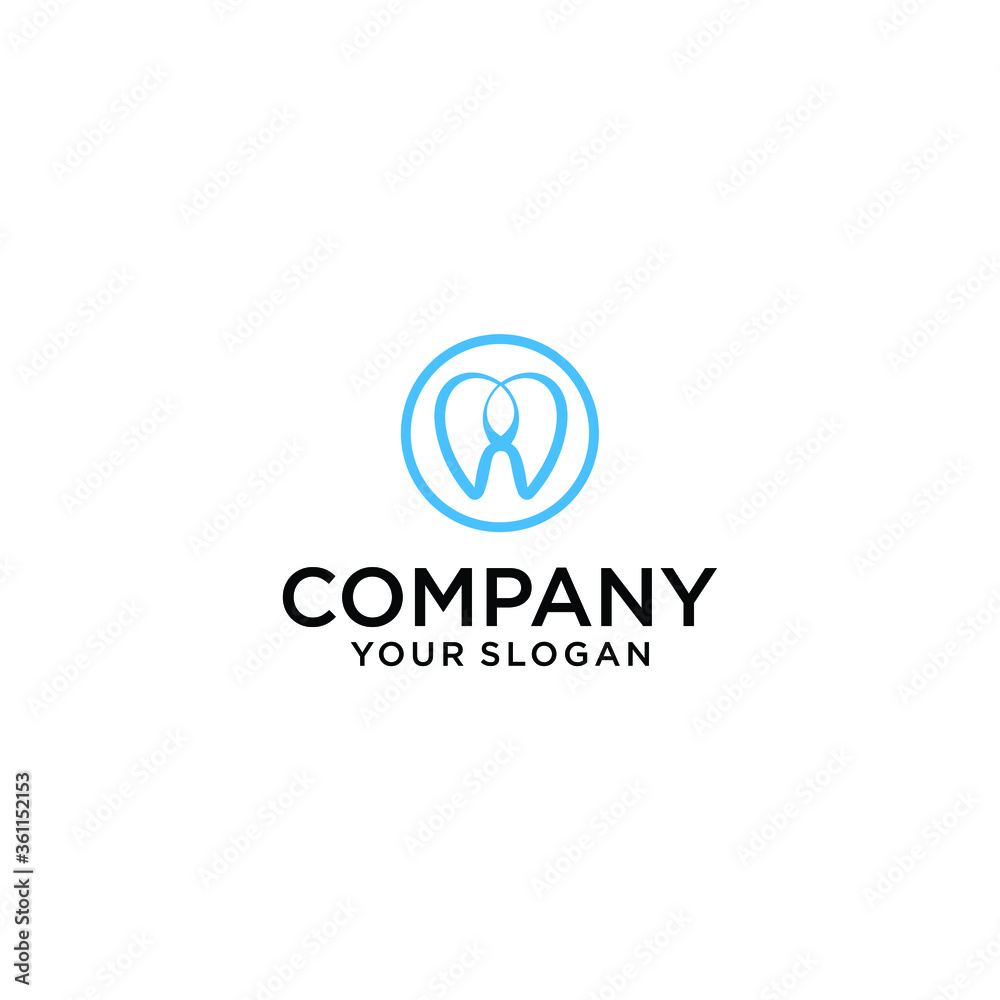 Dental Clinic Logo Tooth abstract design vector template Linear style. Dentist stomatology medical doctor Logotype concept icon.