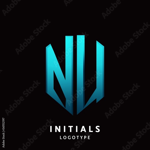 NU initial letter logo design modern template