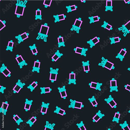 Line Wood easel or painting art boards icon isolated seamless pattern on black background. Vector Illustration.