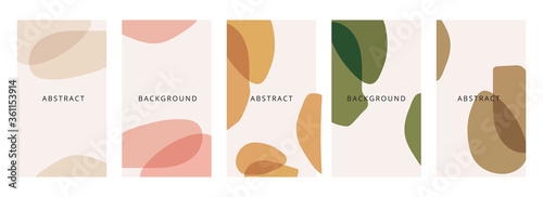 Abstract shapes minimal background vector set. Trendy style cover design for social media posts and stories, cover, web, invitation, and print.