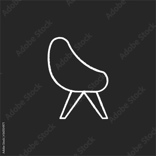 Chair chalk white icon on black background. Armchair for home interior. Contemporary living room furniture. Apartment amenities, furnishing for home. Isolated vector chalkboard illustration