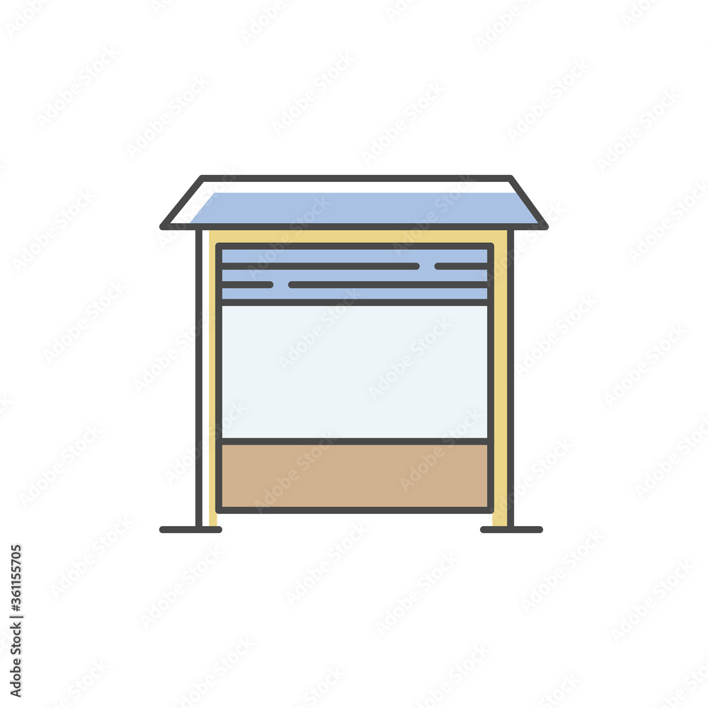 Garage RGB color icon. Gate of apartment building parking. Place for car. Zone with automatic door for automobile. Structure exterior for transportation. Isolated vector illustration Garage RGB color icon. Gate of apartment building parking. Place for car. Zone with automatic door for automobile. Structure exterior for transportation. Isolated vector illustration