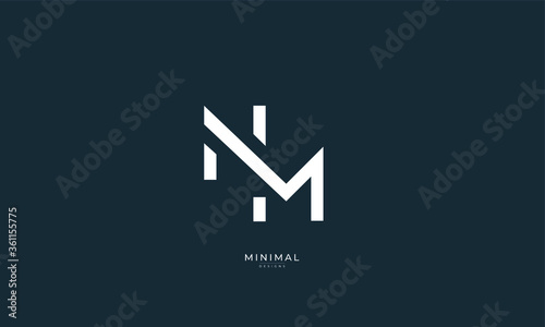 Alphabet letter icon logo NM photo