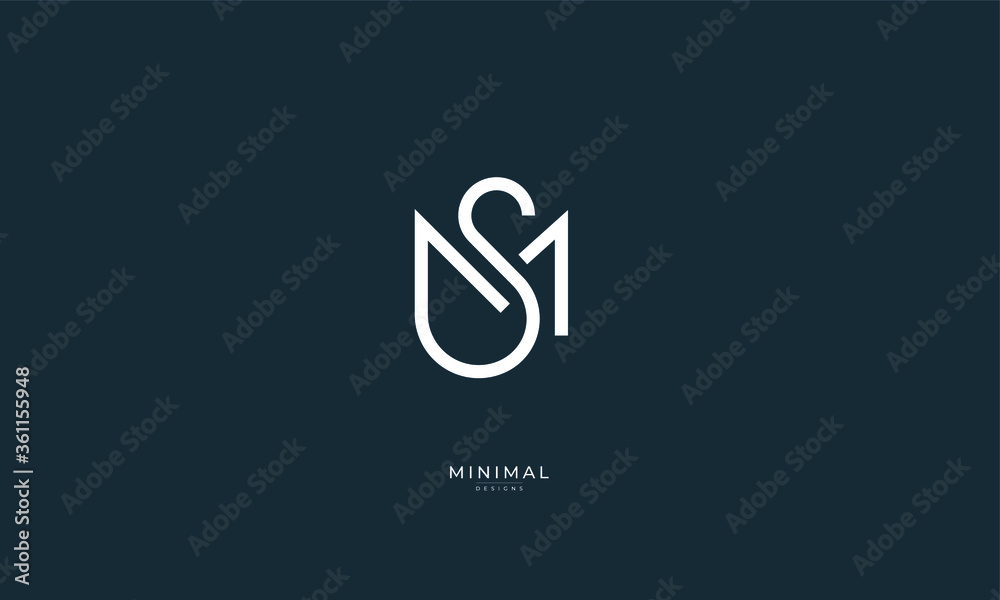 Alphabet letter icon logo MS or SM Alphabet letter icon logo MS or SM