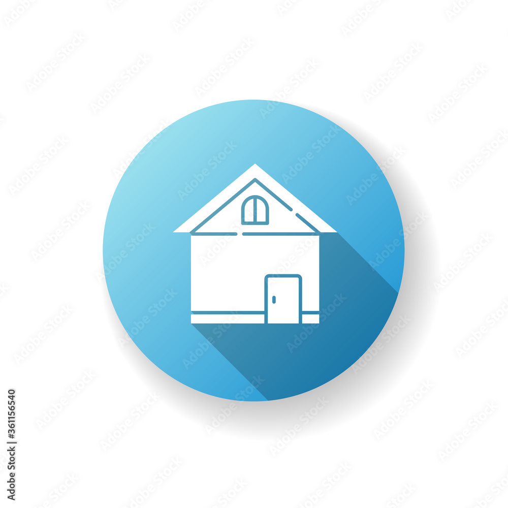 Home blue flat design long shadow glyph icon. House front. Small business. Store exterior. Residential construction. Real estate. Building for dwelling. Silhouette RGB color illustration Home blue flat design long shadow glyph icon. House front. Small business. Store exterior. Residential construction. Real estate. Building for dwelling. Silhouette RGB color illustration
