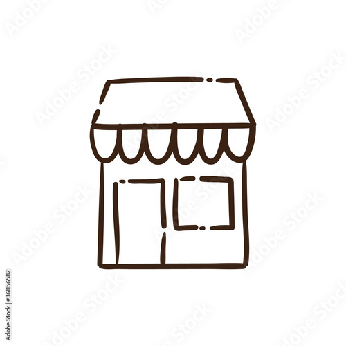 Coffee shop store doodle vector icon. Cafeteria symbol. Hand drawn illustration.