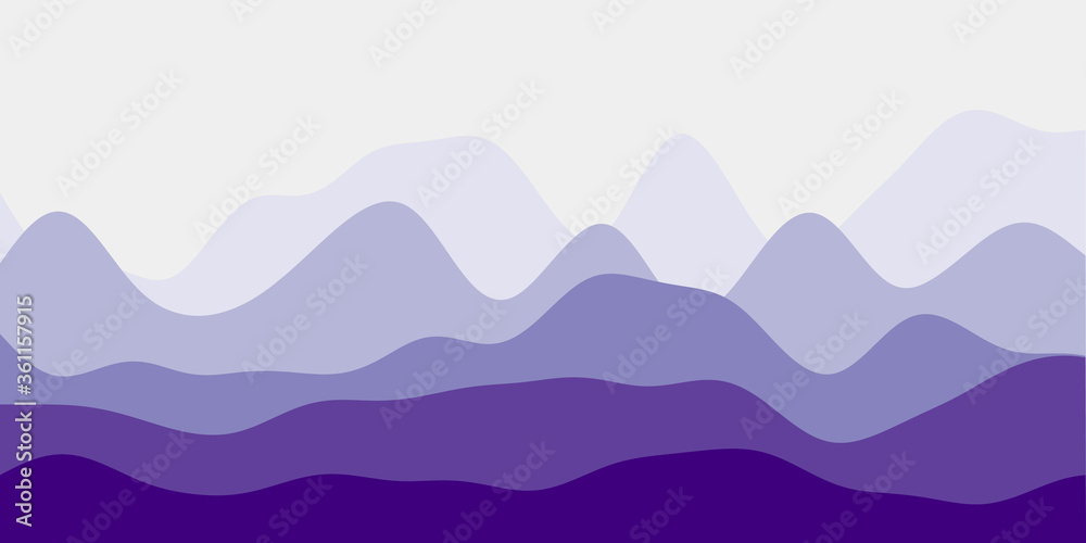 Abstract purple hills background. Colorful waves classy vector illustration.