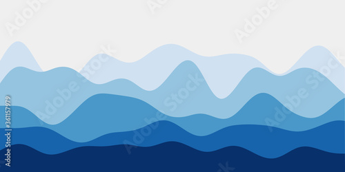 Abstract blue hills background. Colorful waves elegant vector illustration.