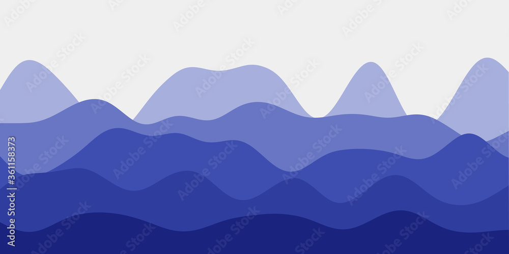Abstract indigo hills background. Colorful waves creative vector illustration.