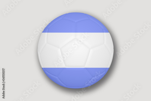 Argentina state flag on a soccer ball. 3d illustration isolated on white