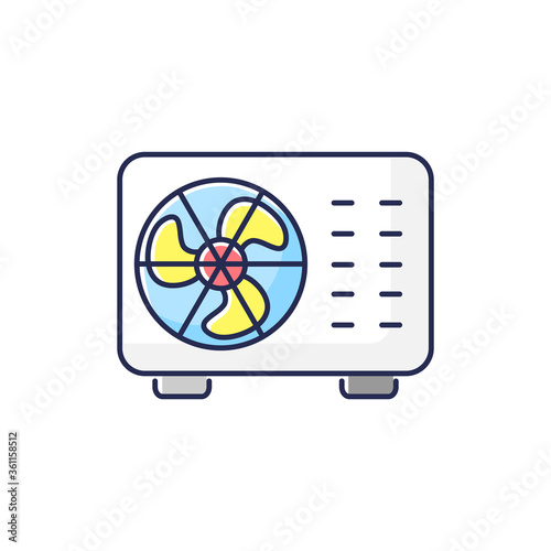 Split air conditioner RGB color icon. Interior environment refrigeration system. Domestic cooling or heating appliance. Mini split AC Isolated vector illustration