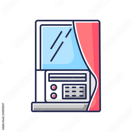 Window air conditioner RGB color icon. House interior environment ventilation refrigeration system. Domestic airflow cooling appliance. Isolated vector illustration