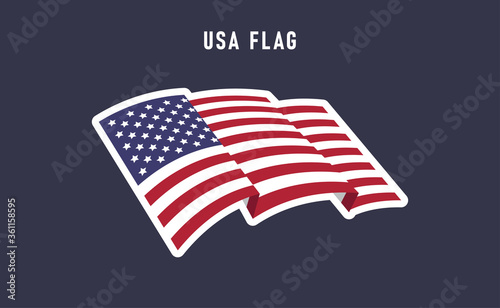 USA flag, national emblem of the United States of America. Vector design. Independence day patriotic symbol.