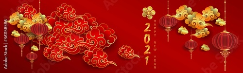 Happy new year 2021 / Chinese new year / Year of the ox / Zodiac sign for greetings card, invitation, posters, brochure, calendar, flyers, banners.