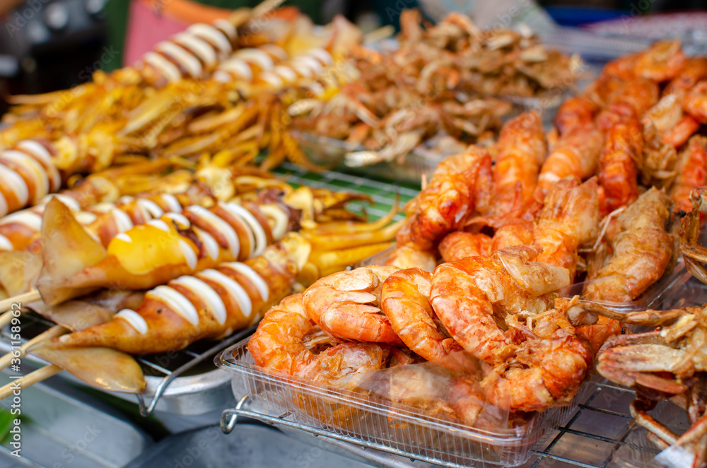 fried shrimp and grilled squid fried shrimp and grilled squid