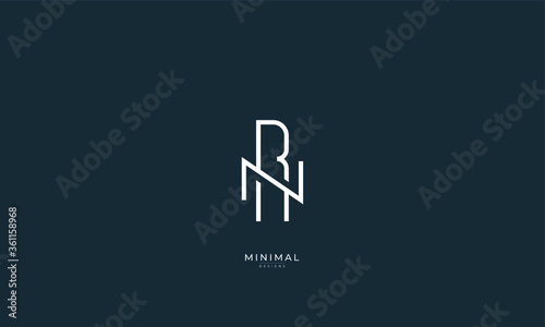 Alphabet letter icon logo RN or NR