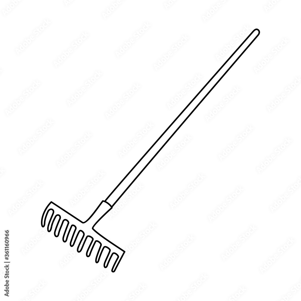 Rake. Hand drawn vector illustration in doodle style, isolated on a white background. Rake. Hand drawn vector illustration in doodle style, isolated on a white background.