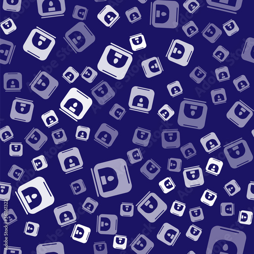 White Aroma lamp icon isolated seamless pattern on blue background. Vector Illustration.