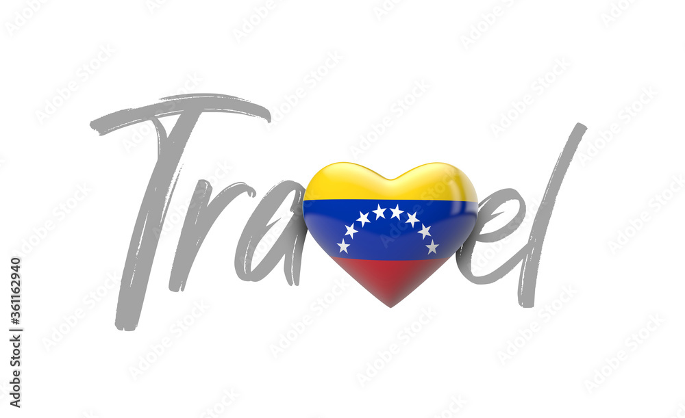 Travel Venezuela love heart flag. 3D Rendering Travel Venezuela love heart flag. 3D Rendering