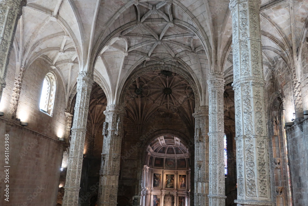 Elaborate pillars in a monastery 