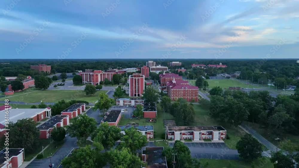 Drone flyover of Murray State University campus in Murray Kentucky Drone flyover of Murray State University campus in Murray Kentucky