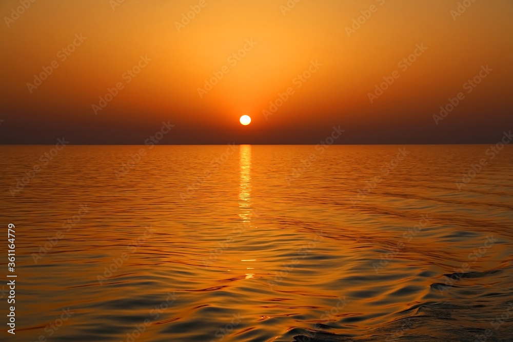 Beautiful sunset over the sea in southern Dalmatia, Croatia.