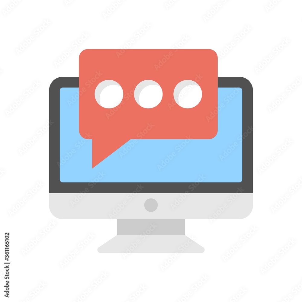 Computer and chat bubble icon illustration. Online message, conversation sign. Computer and chat bubble icon illustration. Online message, conversation sign.