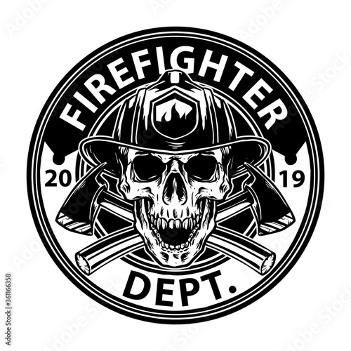 vector of fire fighter skull emblem design