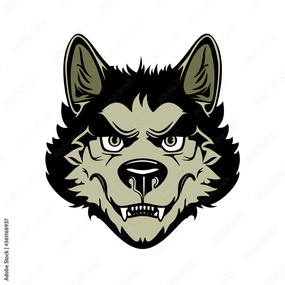 Head of angry werewolf. Vector illustration on white background