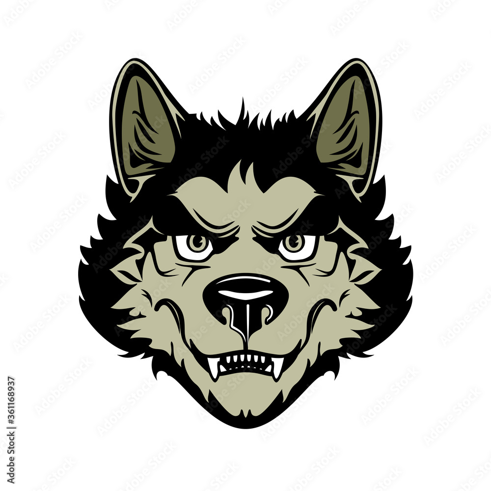 Head of angry werewolf. Vector illustration on white background Head of angry werewolf. Vector illustration on white background