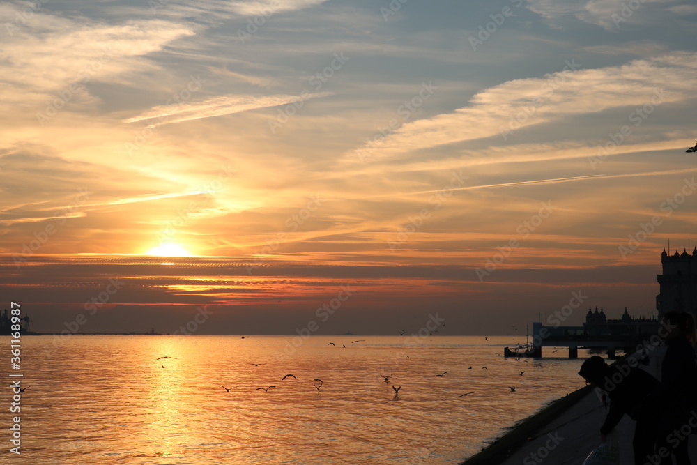 Sunset by the ocean in Portugal