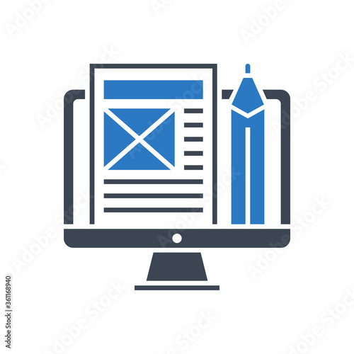 Blog Management Related Vector Glyph Icon. Isolated on White Background. Vector Illustration.