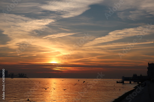 Sunset by the ocean in Portugal