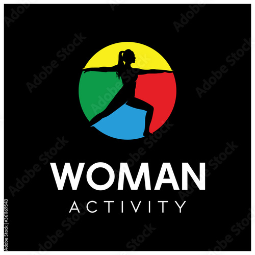 Sitting Pilates Woman Silhouette logo design
