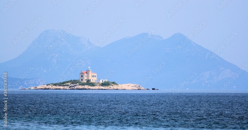 island with light house, Orebic, Croatia