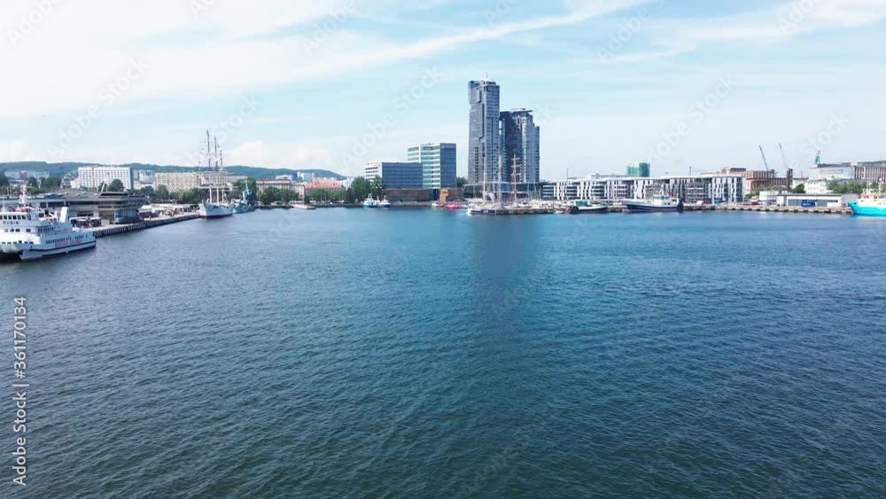 Panorama of Gdynia shot from a drone