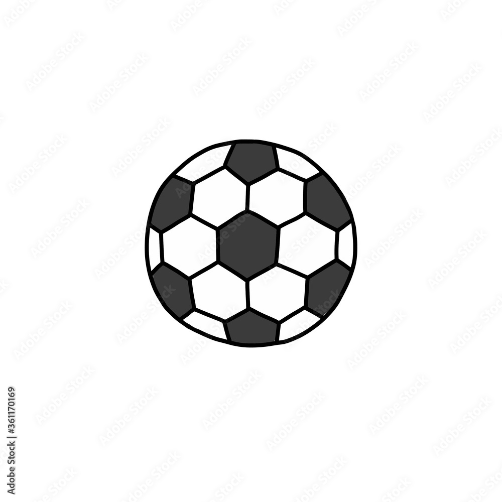 soccer ball doodle icon, vector color illustration