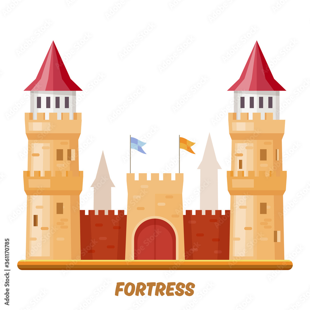 Fortress castle, medieval palace with fort towers