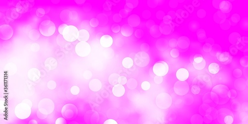 Light Purple, Pink vector background with circles. Abstract illustration with colorful spots in nature style. Design for posters, banners.