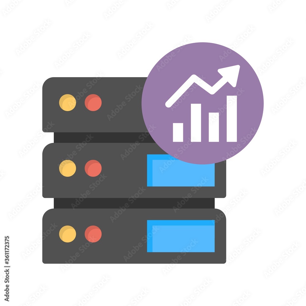 Computer server analytics icon illustration. Database infographics sign.