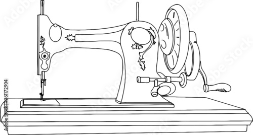 vector illustration of old sewing machine