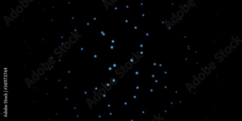 Dark BLUE vector background with small and big stars. Colorful illustration in abstract style with gradient stars. Best design for your ad, poster, banner.